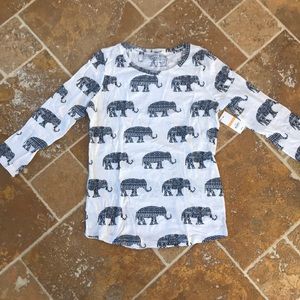 Crown & ivy elephant long sleeve tee sZ small NWT